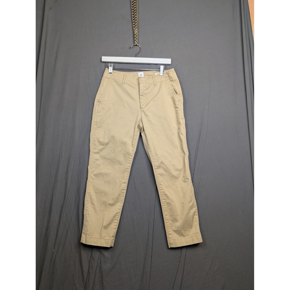 GAP Downtown Khaki Pants Mens 4 Petite‎ Tan Beige Chino Stretch Cotton Casual
